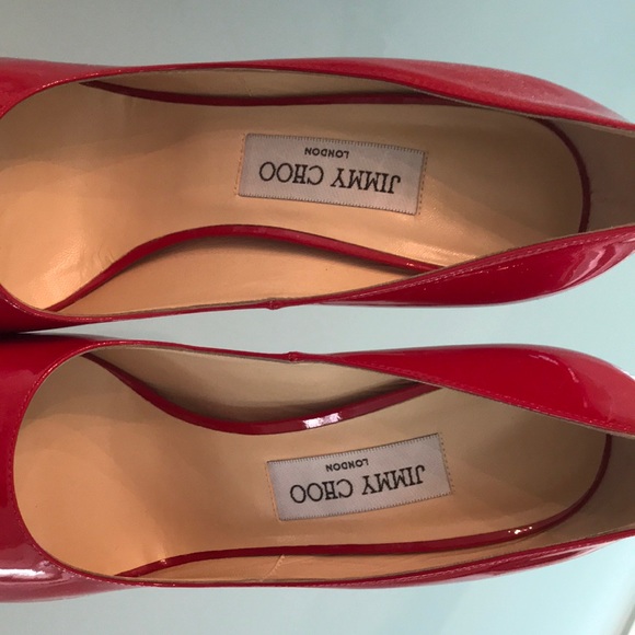 NWOT Jimmy Choo Red Patent Leather Pumps Sz 39.5 - Picture 6 of 7